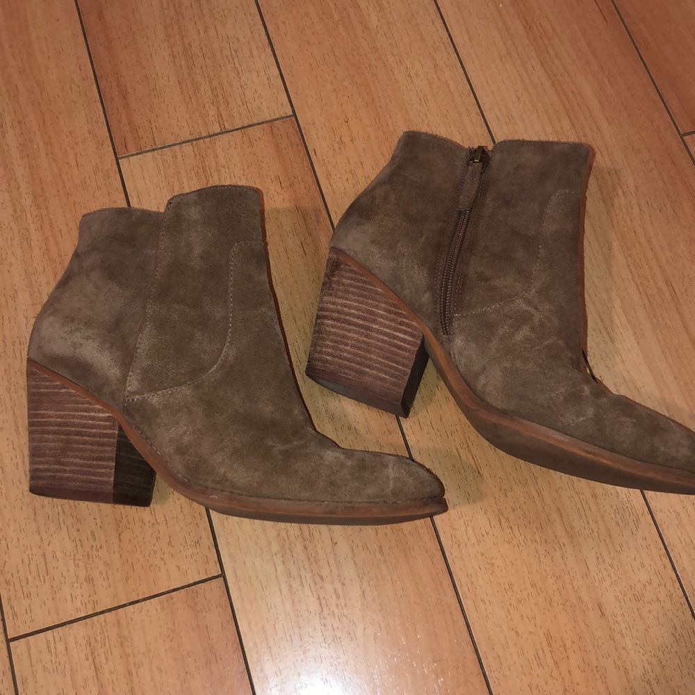 Brown Suede Heeled Booties